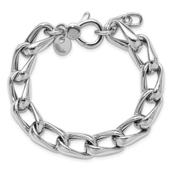 SS RH-plated Polished Fancy Link w/.5in ext. Bracelet