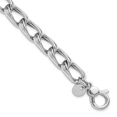 SS RH-plated Polished Fancy Link w/.5in ext. Bracelet