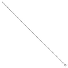 Sterling Silver Rhodium-plated Bead 9 inch Plus 1 inch Extender - Total 10 inch Anklet