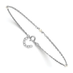 Sterling Silver Rhodium-plated Freshwater Cultured Pearl 9 inch Plus 1 inch Extender - Total 10 inch Anklet