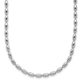 Sterling Silver RH-plated Oval Beaded w/1.75in ext. Necklace
