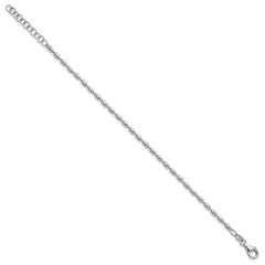 Sterling Silver RH-plated Oval Beaded w/1.25in ext. Bracelet