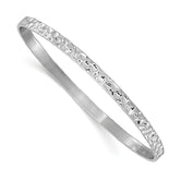 Sterling Silver RH-plated Polished/Hammered Slip-On Bangle