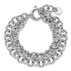 SS RH-plated Polished 2-strand Circle Link Bracelet