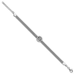 Sterling Silver RH-plat Circle Multi-strand w/1in ext. Bracelet