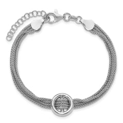 Sterling Silver RH-plat Circle Multi-strand w/1in ext. Bracelet