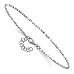 Sterling Silver Rhodium-plated Bead 9 inch Plus 1 inch Extender - Total 10 inch Anklet
