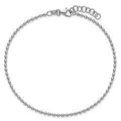 Sterling Silver Rhodium-plated Bead 9 inch Plus 1 inch Extender - Total 10 inch Anklet