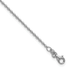 Sterling Silver Rhodium-plated Bead 9 inch Plus 1 inch Extender - Total 10 inch Anklet
