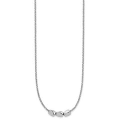 Sterling Silver RH-plated Polished Beads w/2in ext. Necklace