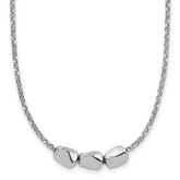 Sterling Silver RH-plated Polished Beads w/2in ext. Necklace