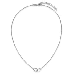 SS RH-plated Polish Intertwined Teardrop w/2in ext. Necklace