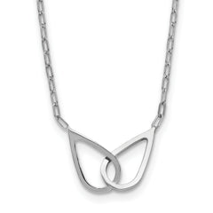 SS RH-plated Polish Intertwined Teardrop w/2in ext. Necklace