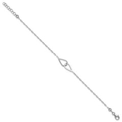 SS RH-plated Polish Intertwined Teardrop w/1in ext. Bracelet