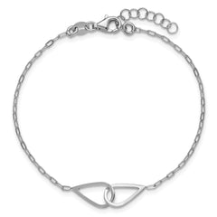 SS RH-plated Polish Intertwined Teardrop w/1in ext. Bracelet