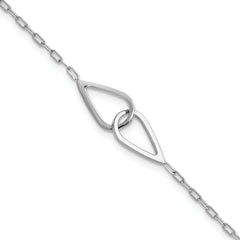 SS RH-plated Polish Intertwined Teardrop w/1in ext. Bracelet