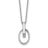 Sterling Silver RH-plated Polished Oval w/2in ext. Necklace