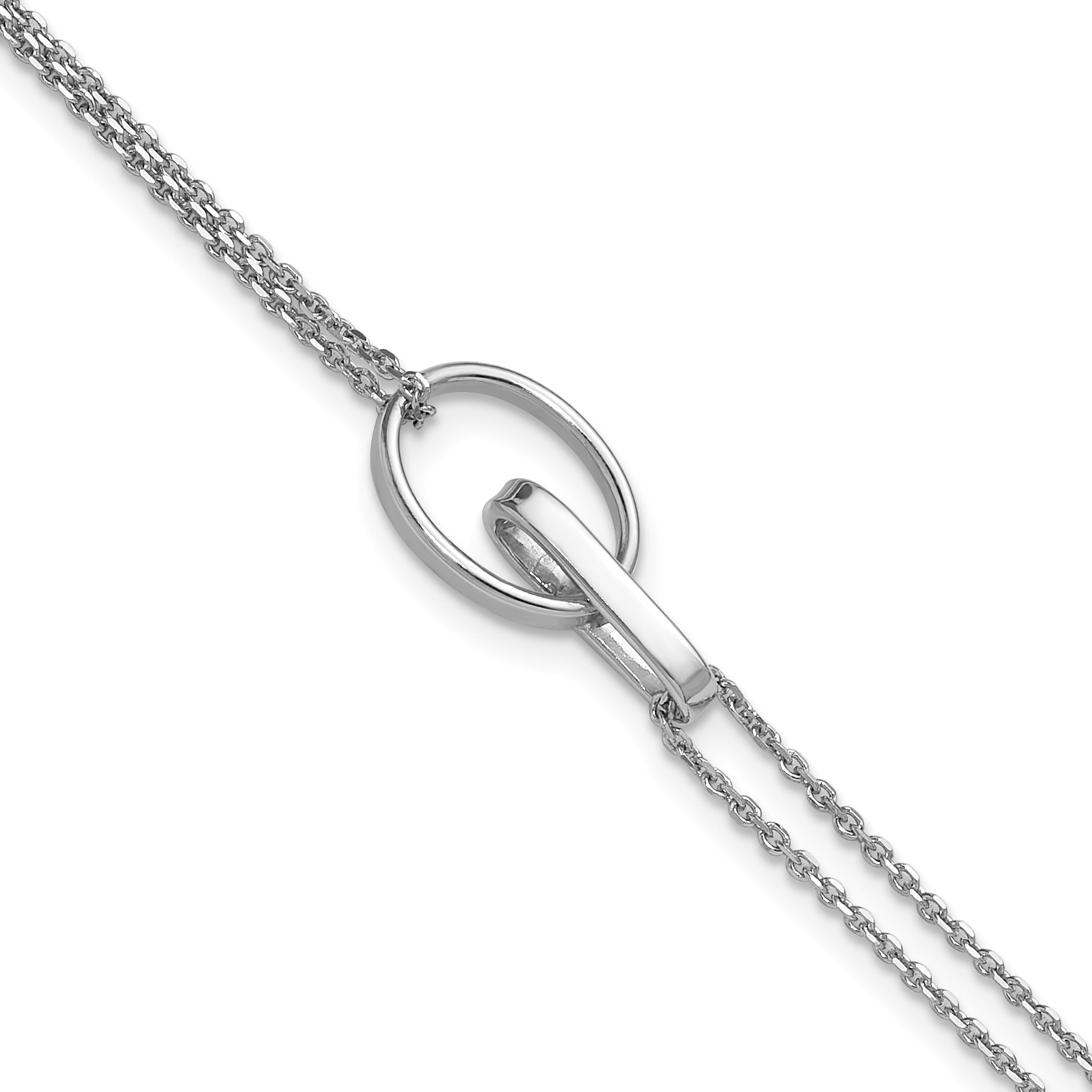 Sterling Silver RH-plated Polished Oval w/1in ext. Bracelet