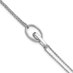Sterling Silver RH-plated Polished Oval w/1in ext. Bracelet