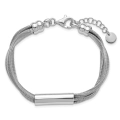SS RH-pltd Wire Wrapped 3-strand Bar w/ 1in Ext. Bracelet