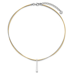 SS RH/Gold-plated 2-Wire Tapered Bar w/ 2in Ext. Necklace