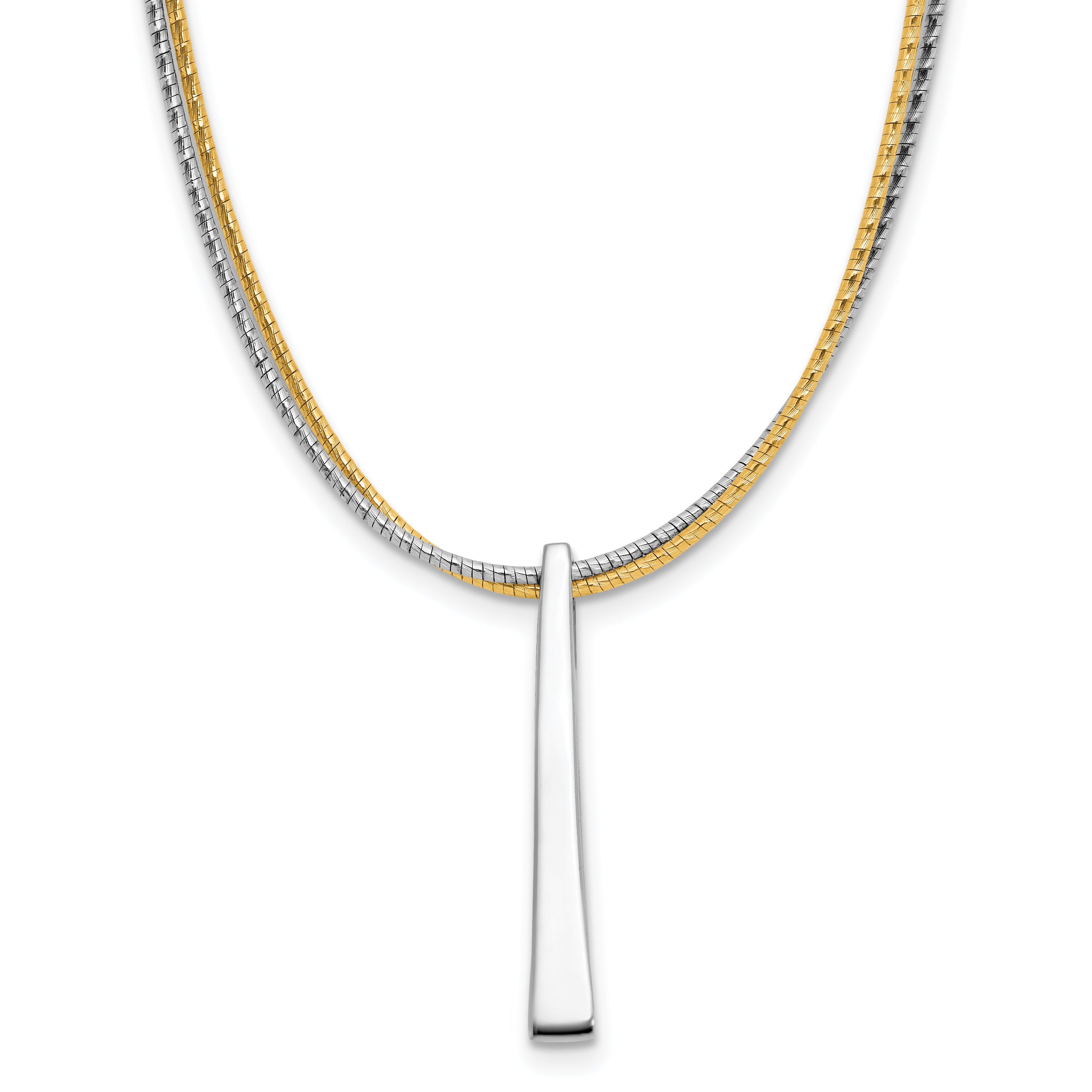 SS RH/Gold-plated 2-Wire Tapered Bar w/ 2in Ext. Necklace