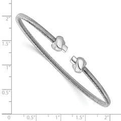 SS RH-plated Polished Knots Wire Wrapped Cuff Bangle