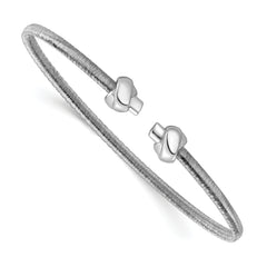 SS RH-plated Polished Knots Wire Wrapped Cuff Bangle