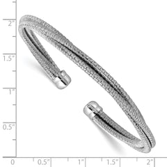 SS RH-plated Polished Multi-Wire Wrapped Cuff Bangle