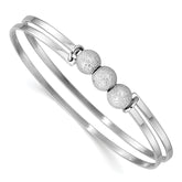 SS Radiant Essence Polish/Textured Beads Flexible Bangle