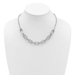SS RH-plated 2-Strand Fancy Link w/ 2in Ext Necklace