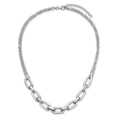 SS RH-plated 2-Strand Fancy Link w/ 2in Ext Necklace