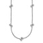 SS Rhodium-plated Polished Brushed and Beaded Necklace