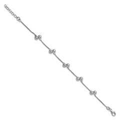 SS RH-plated Brushed and Beaded w/1in Ext Bracelet