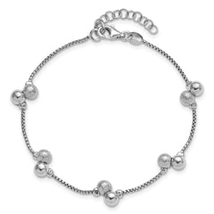 SS RH-plated Brushed and Beaded w/1in Ext Bracelet