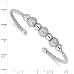 SS Radiant Essence RH-pltd Twisted and Beaded Cuff Bangle