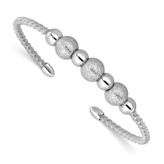 SS Radiant Essence RH-pltd Twisted and Beaded Cuff Bangle