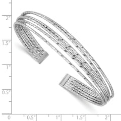 SS RH-plated Polished and D/C 6-Wire Cuff Bangle
