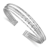 SS RH-plated Polished and D/C 6-Wire Cuff Bangle