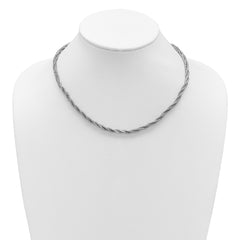Sterling Silver RH-plated Polished and Twisted Necklace