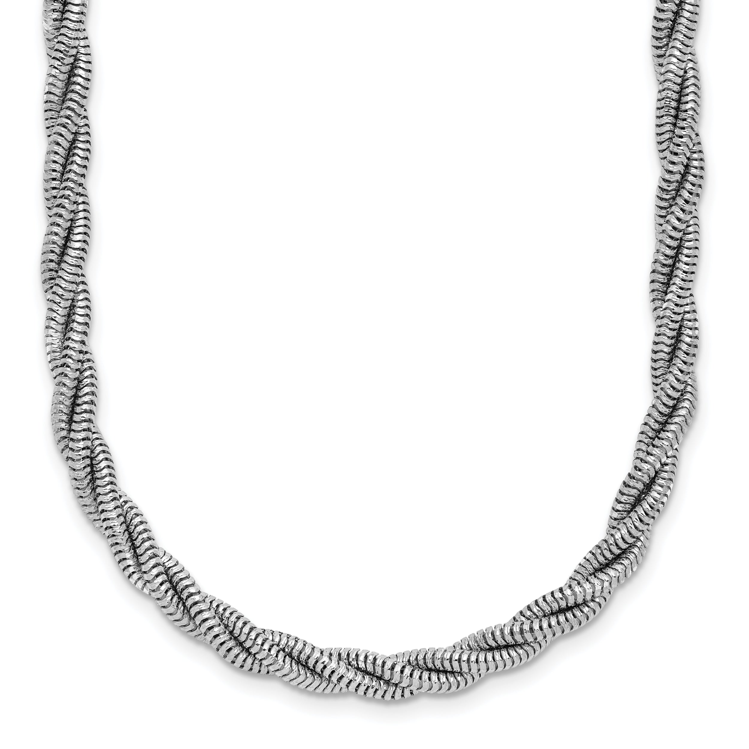 Sterling Silver RH-plated Polished and Twisted Necklace