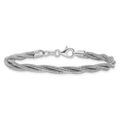 Sterling Silver RH-plated Polished and Twisted Bracelet