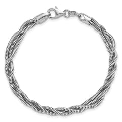 Sterling Silver RH-plated Polished and Twisted Bracelet