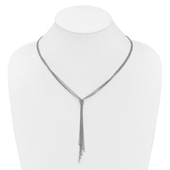 Sterling Silver RH-plt Pol/Dia-cut Drop w/2in ext. Necklace