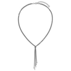 Sterling Silver RH-plt Pol/Dia-cut Drop w/2in ext. Necklace