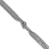 Sterling Silver RH-plt Pol/Dia-cut Multi-strand w/1in ext Bracelet
