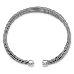Sterling Silver RH-plated Polished multi-wire Cuff Bangle