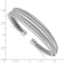 Sterling Silver RH-plated Polished multi-wire Cuff Bangle
