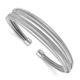 Sterling Silver RH-plated Polished multi-wire Cuff Bangle