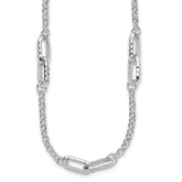 Sterling Silver RH-plated Polished and Hammered Link Necklace